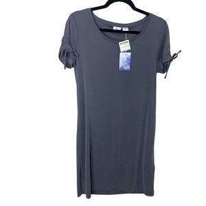 Short sleeve shirt dress gray tie sleeve NWT small (H1)